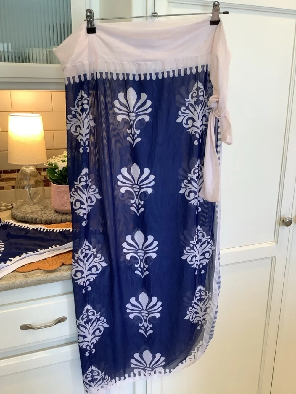 Blue & White Bikini Swim Set and Matching Sarong Cover-Up Two Piece